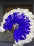 Carica l'immagine nel visualizzatore Galleria, Mix Royal Blue & white Advanced XL 2 Layer Ostrich Feather Fan 34''x 60'' - hotfans