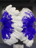 Carica l'immagine nel visualizzatore Galleria, Mix Royal Blue & white Advanced XL 2 Layer Ostrich Feather Fan 34''x 60'' - hotfans