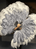 Carica l'immagine nel visualizzatore Galleria, Mix Light gray & gray Advanced XL 2 Layer Ostrich Feather Fan 34''x 60'' - hotfans