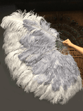 Carica l'immagine nel visualizzatore Galleria, Mix Light gray & gray Advanced XL 2 Layer Ostrich Feather Fan 34''x 60'' - hotfans