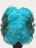 ギャラリービューアーに画像を読み込み、 Mix forest green & Teal 2 Layers Ostrich Feather Fan 30''x 54'' with Travel leather Bag - hotfans