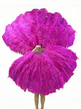 Load image into Gallery viewer, Mix hotpink & lavender 3 Layers Ostrich Feather Fan Opened 65" with Travel leather Bag - hotfans