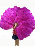 Load image into Gallery viewer, Mix hotpink & lavender 3 Layers Ostrich Feather Fan Opened 65" with Travel leather Bag - hotfans