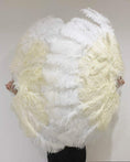 Carica l'immagine nel visualizzatore Galleria, Mix beige & white Advanced XL 2 Layer Ostrich Feather Fan 34''x 60'' - hotfans
