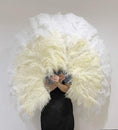 Carica l'immagine nel visualizzatore Galleria, Mix beige & white Advanced XL 2 Layer Ostrich Feather Fan 34''x 60'' - hotfans
