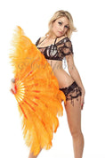 Load image into Gallery viewer, Orange intermediate 2 layers Ostrich Feather Fan 30"x 54" - hotfans