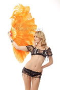 Load image into Gallery viewer, Orange intermediate 2 layers Ostrich Feather Fan 30"x 54" - hotfans