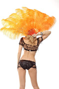 Load image into Gallery viewer, Orange intermediate 2 layers Ostrich Feather Fan 30"x 54" - hotfans