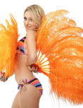 ギャラリービューアーに画像を読み込み、 Single layer Orange Beginner’s Ostrich Feather Fan 25"x 45" - hotfans