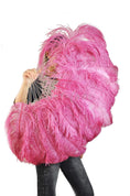 Charger l'image dans la visionneuse de galerie, Single layer Fuchsia Beginner’s Ostrich Feather Fan 25"x 45" - hotfans