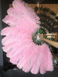 ギャラリービューアーに画像を読み込み、 pink single layer Ostrich Feather Fan Full open 180 ° with Travel leather Bag - hotfans