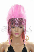 Bild in Galerie-Betrachter laden, pink feather sequins crown las vegas dancer showgirl headgear headdress - hotfans