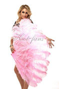 Load image into Gallery viewer, Pink intermediate 2 layers Ostrich Feather Fan 30"x 54" - hotfans