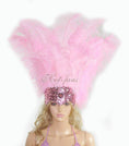 Load image into Gallery viewer, Pink Showgirl Open Face Ostrich feather Headdress - hotfans