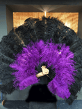 Carica l'immagine nel visualizzatore Galleria, Mix black & dark purple Advanced XL 2 Layer Ostrich Feather Fan 34 x 60 - hotfans