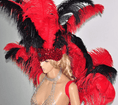 Bild in Galerie-Betrachter laden, Red & black Ostrich Feather Open Face Headdress & backpiece Set - hotfans