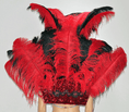 Bild in Galerie-Betrachter laden, Red & black Ostrich Feather Open Face Headdress & backpiece Set - hotfans