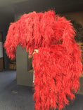 Carica l'immagine nel visualizzatore Galleria, Burlesque Fluffy Red Waterfall Fan Ostrich Feathers Boa Fan 42"x 78" - hotfans