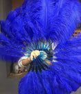 Carica l'immagine nel visualizzatore Galleria, A pair Single layer Royal blue Beginner’s Ostrich Feather Fan - hotfans