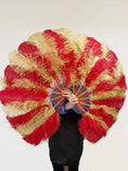 Bild in Galerie-Betrachter laden, Single layer mix red & wheat Beginner’s Ostrich Feather Fan 25"x 45" - hotfans