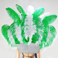 ギャラリービューアーに画像を読み込み、 Green & white Ostrich Feather Open Face Headdress & backpiece Set - hotfans