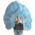 Carica l'immagine nel visualizzatore Galleria, A pair Sky blue Beginner’s Ostrich Feather Fan - hotfans