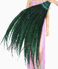 Carica l'immagine nel visualizzatore Galleria, Forest Green Luxury Tall huge Pheasant Feather Fan 37"x 69" - hotfans