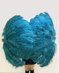 Load image into Gallery viewer, Teal Professional Triple Layers Ostrich Feather Fan 34"x 65" - hotfans