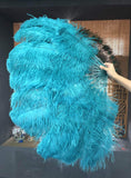 Charger l'image dans la visionneuse de galerie, Teal intermediate 2 layers Ostrich Feather Fan 30"x 54" - hotfans