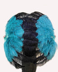 Carica l'immagine nel visualizzatore Galleria, Mix teal & black Advanced XL 2 Layer Ostrich Feather Fan 34''x 60'' - hotfans