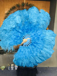 Bild in Galerie-Betrachter laden, Advanced Turquoise Marabou & Ostrich Feather fan 27"x 53" - hotfans