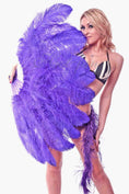 ギャラリービューアーに画像を読み込み、 Violet intermediate 2 layers Ostrich Feather Fan 30"x 54" - hotfans