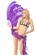 ギャラリービューアーに画像を読み込み、 Violet intermediate 2 layers Ostrich Feather Fan 30"x 54" - hotfans