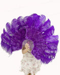 ギャラリービューアーに画像を読み込み、 Beginner Violet Marabou & Ostrich Feather fan 24"x 43" - hotfans