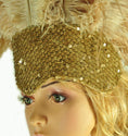 Load image into Gallery viewer, Wheat Showgirl Open Face Ostrich feather Headdress - hotfans