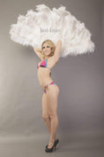 Load image into Gallery viewer, White Professional 4 Layers Ostrich Feather Fan 35"x 67" - hotfans