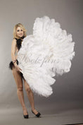 Load image into Gallery viewer, White intermediate 2 layers Ostrich Feather Fan 30"x 54" - hotfans