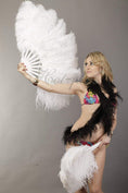 Carica l'immagine nel visualizzatore Galleria, A pair Single layer white Beginner’s Ostrich Feather Fan - hotfans