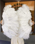 Charger l'image dans la visionneuse de galerie, Beginner White Marabou & Ostrich Feather fan 21"x 38" - hotfans