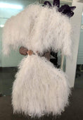 Charger l'image dans la visionneuse de galerie, Burlesque Fluffy white Waterfall Fan Ostrich Feathers Boa Fan 42"x 78" - hotfans