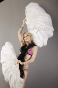 Load image into Gallery viewer, White intermediate 2 layers Ostrich Feather Fan 30"x 54" - hotfans