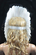 Carica l'immagine nel visualizzatore Galleria, white feather sequins crown las vegas dancer showgirl headgear headdress - hotfans