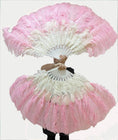 Load image into Gallery viewer, Mixed pink & white 2 Layers Ostrich Feather Fan 30''x 54'' with Travel leather Bag - hotfans