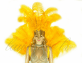Load image into Gallery viewer, Golden Yellow Ostrich Feather Open Face Headdress & backpiece Set - hotfans