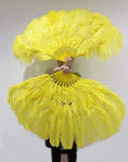 Bild in Galerie-Betrachter laden, Yellow intermediate 2 layers Ostrich Feather Fan 30"x 54" - hotfans