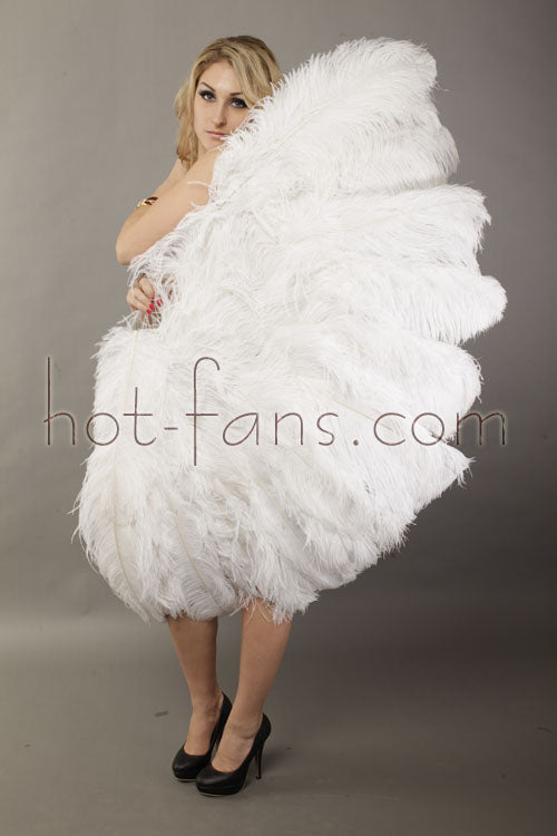 weddingfeather Discount 80*45cm Large White Feather Fan Burlesque Dance Feather Fan Bridal Bouquet