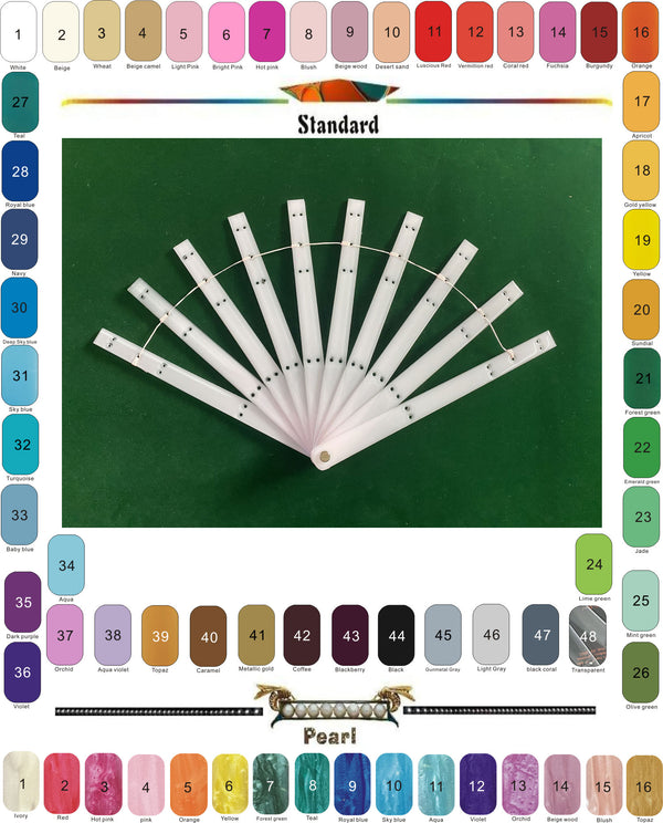 Set of 10 Single layer fan acrylic staves & Hardware Assembly Kit 10" (25 cm ) long