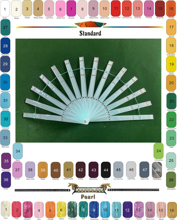 Set of 14 Single layer fan acrylic staves & Hardware Assembly Kit 10" (25 cm ) long