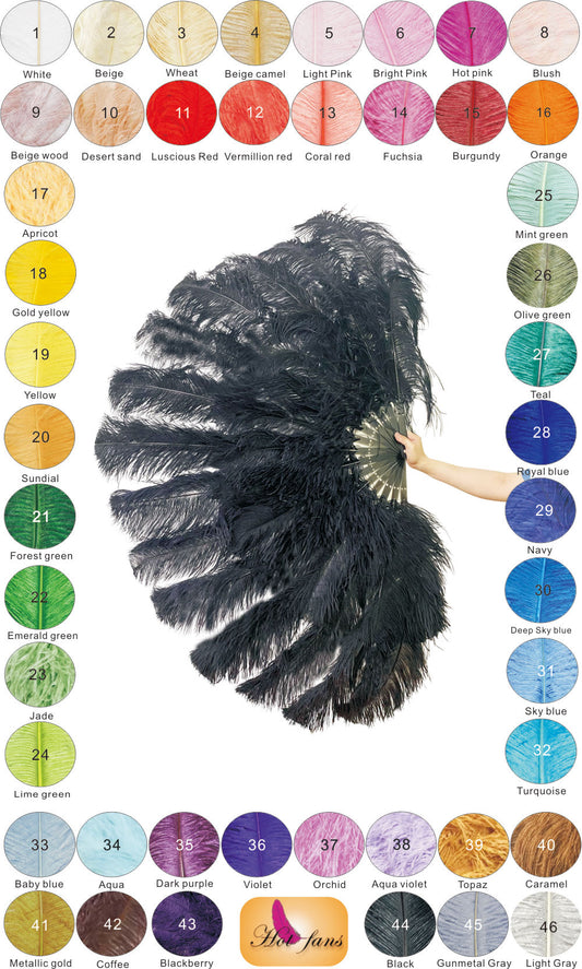 Custom colors Advanced 180 DEGREE FULL OPEN XL 2 layers Ostrich Feather Fan 34"x 68"