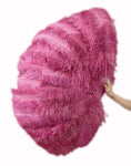 Load image into Gallery viewer, fuchsia Professional Triple Layers Ostrich Feather Fan 34"x 65"
